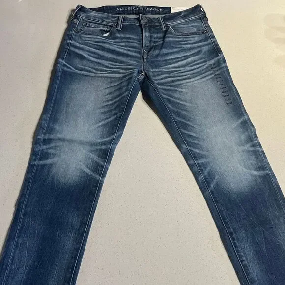 NWT American Eagle Airflex + Skinny Medium Bright Indigo 32/32 - Picture 2 of 6